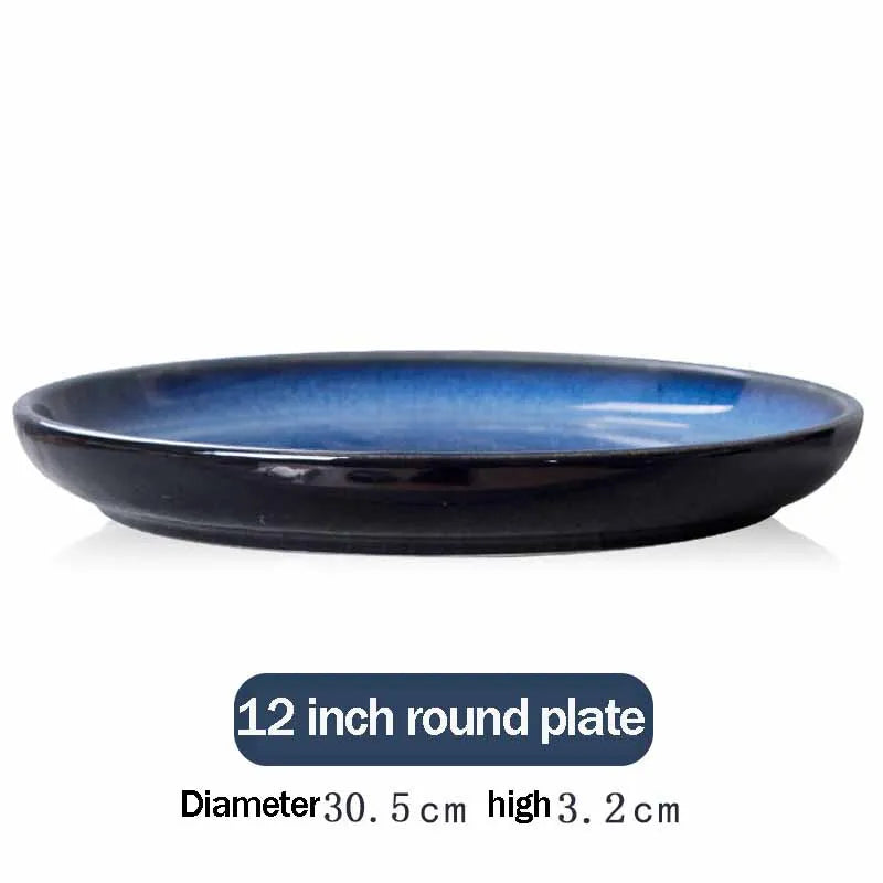 4size Tray for Decoration Blue Dishes